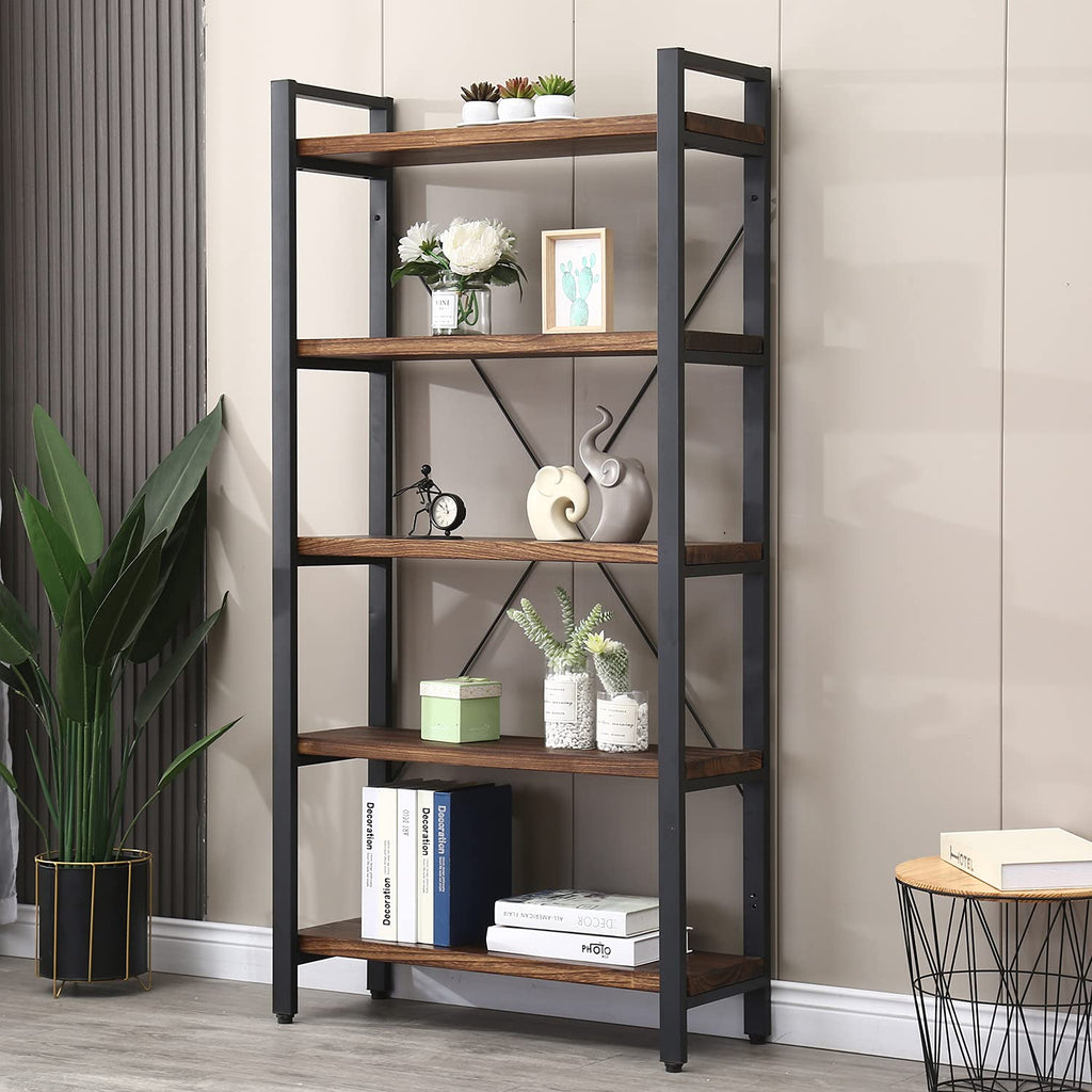 5 Tier Solid Wood Metal Bookcase Z9814