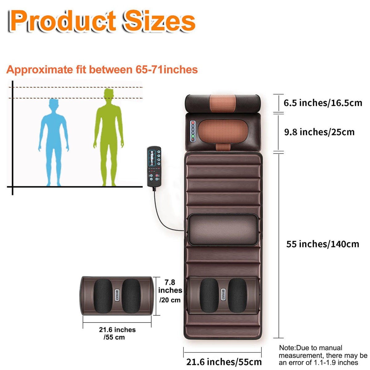 Vibration Massage Mat with Neck Headrest and Leg Foot Massagers G7650