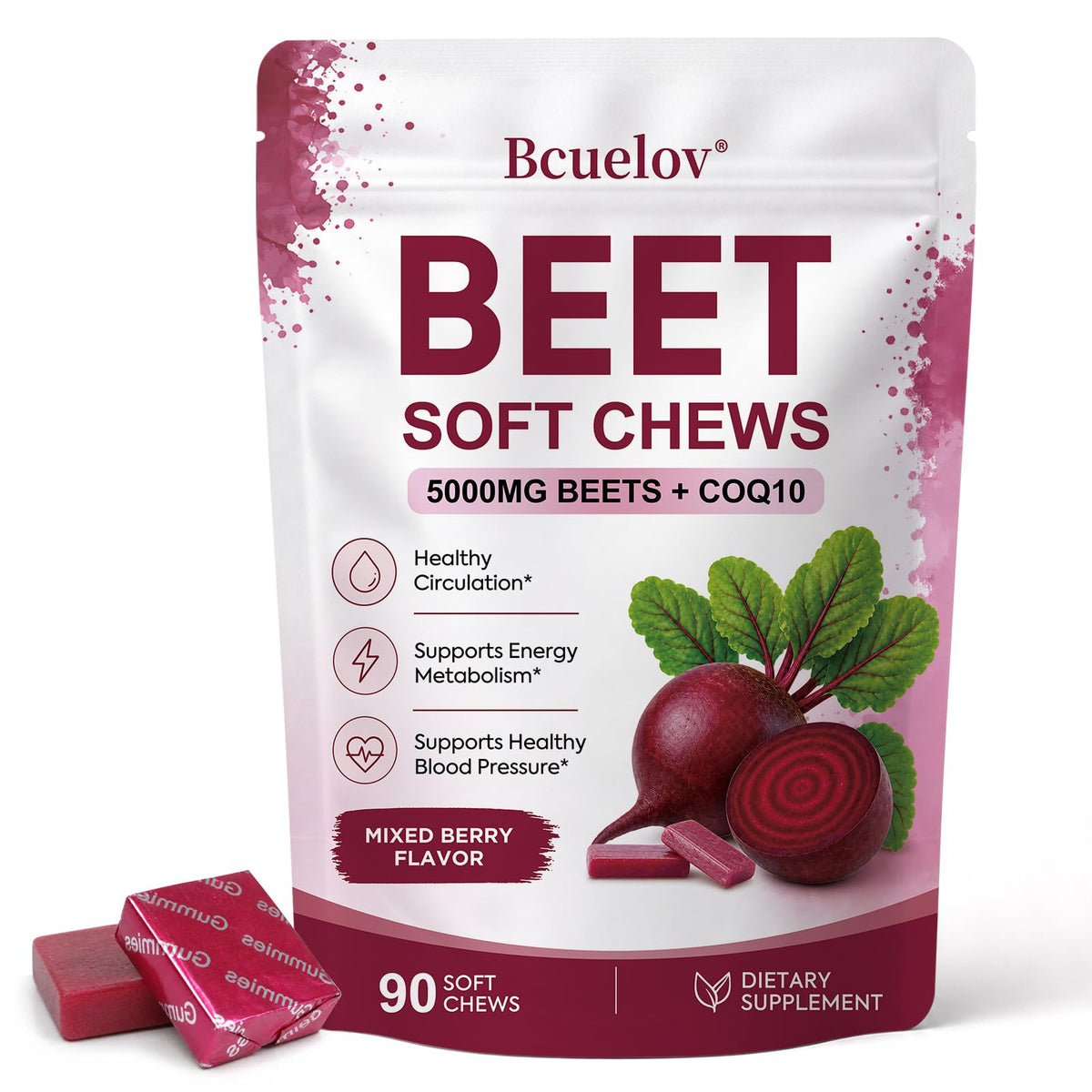 Beet Root Chews with CoQ10, Mixed Berry, 90 Ct S7794