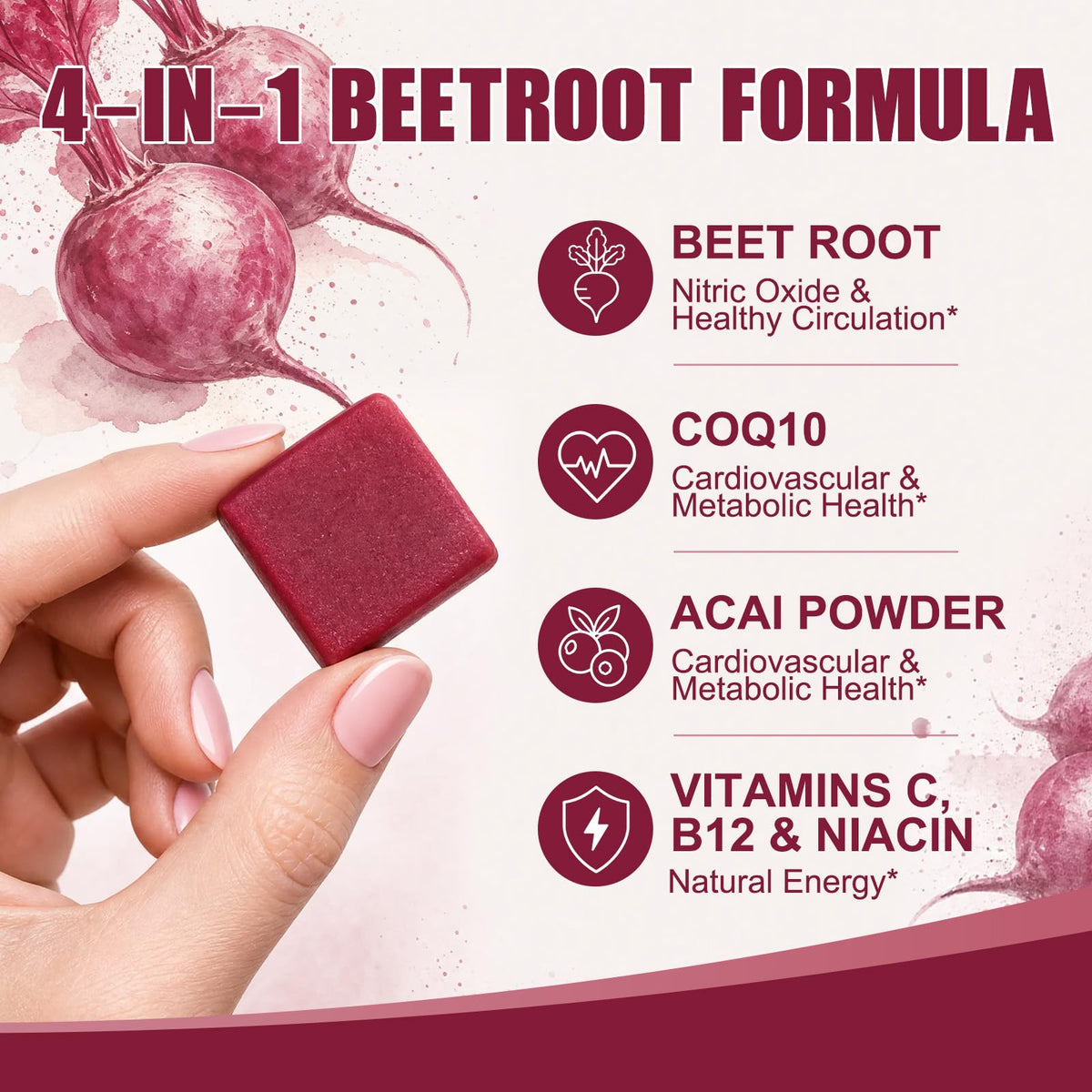 Beet Root Chews with CoQ10, Mixed Berry, 90 Ct S7794