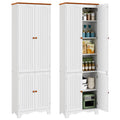 White 72" Kitchen Pantry Cabinet with Doors and Adjustable Shelves X728