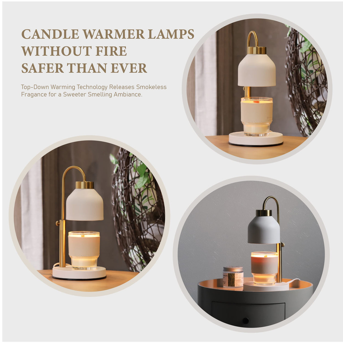 Candle Warmer Lamp with Timer Dimmer Adjustable White Z768753