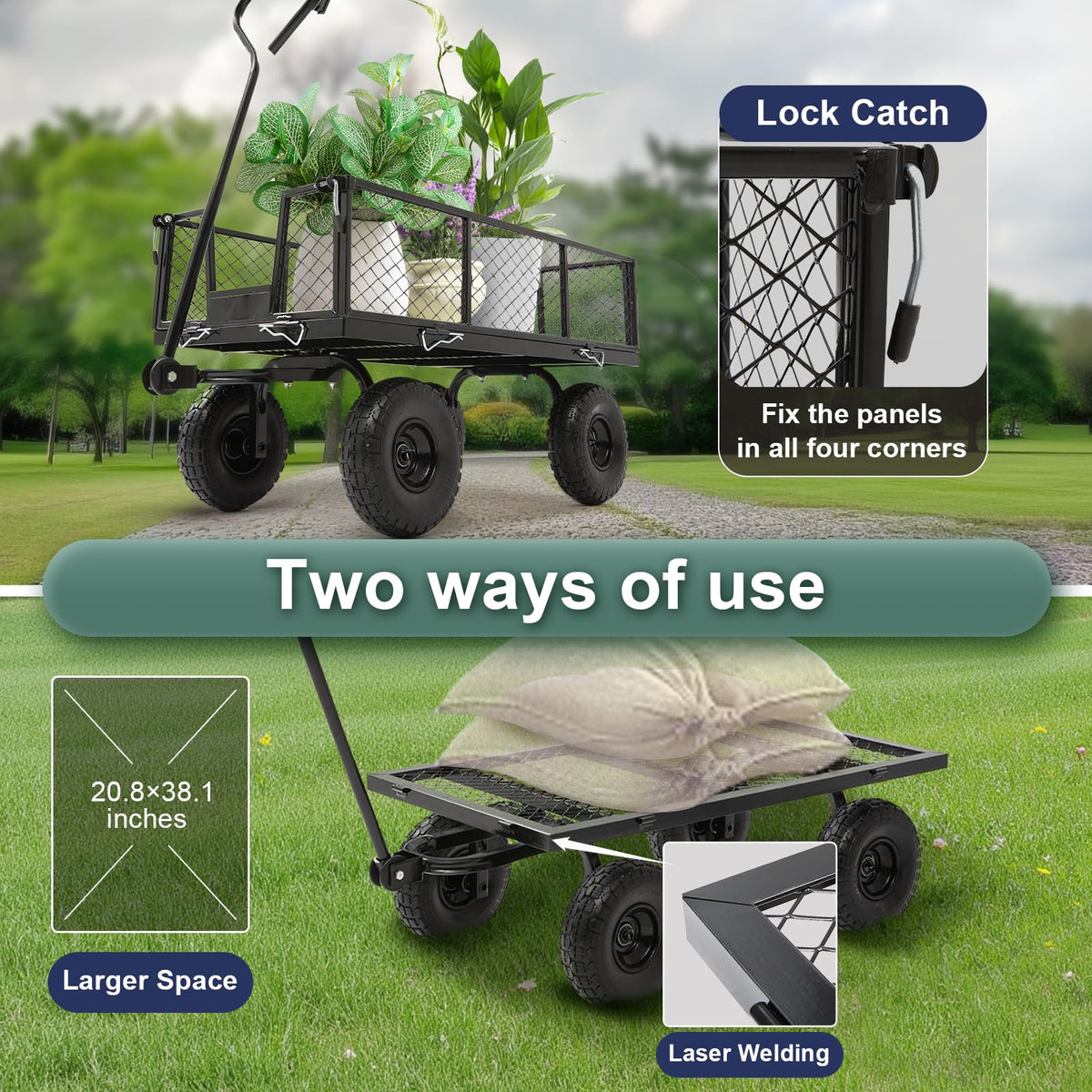 Steel Garden Cart 4 Cu Ft Utility Wagon M523766