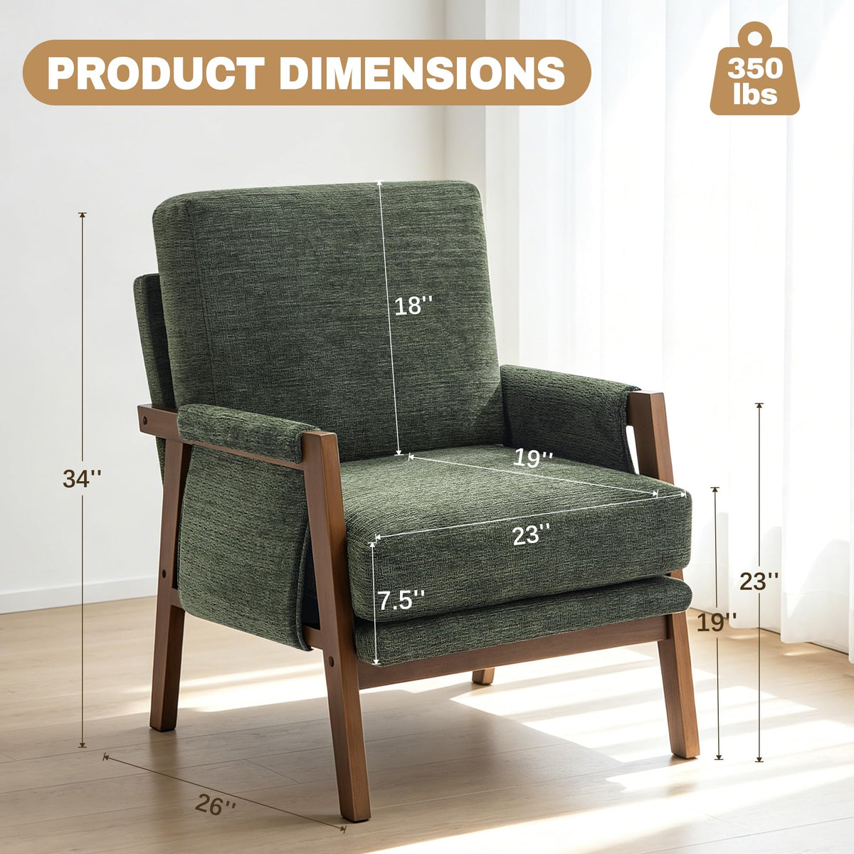 Green Accent Chairs Set of 2 Upholstered Fabric I67116