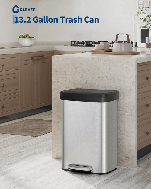 13 gal Stainless Steel Step-on Trash Can with Lid P498481