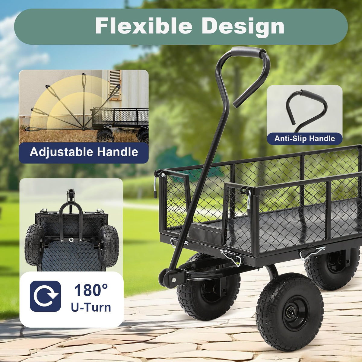 Steel Garden Cart 4 Cu Ft Utility Wagon M523766
