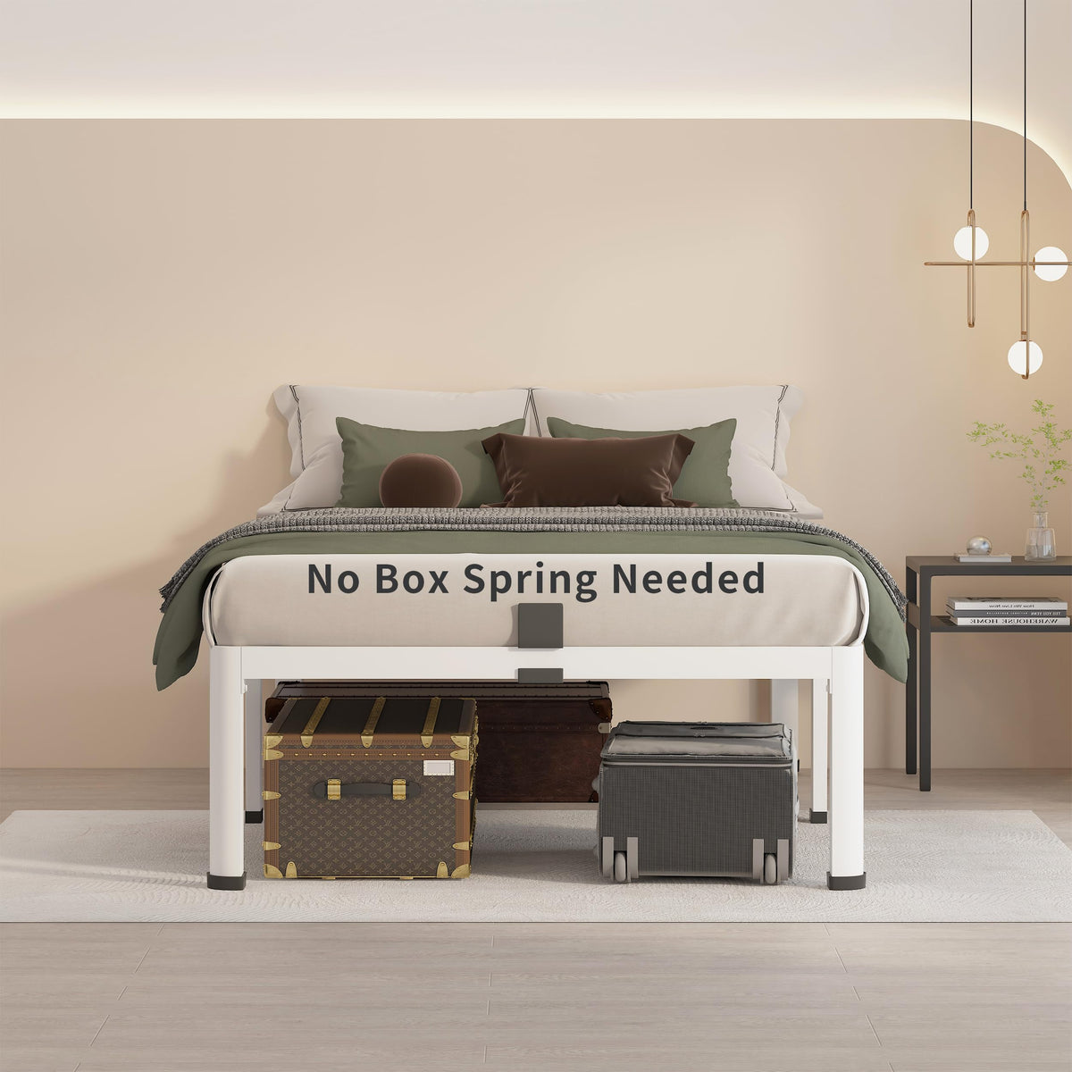 14 Inch Twin Metal Platform Bed Frame White G990