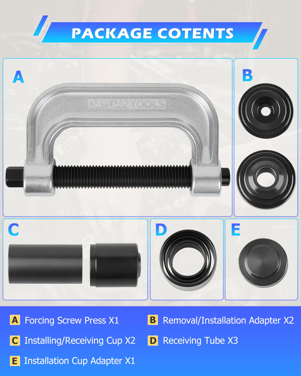 Blue Ball Joint Press & U Joint Removal Tool Kit H6607