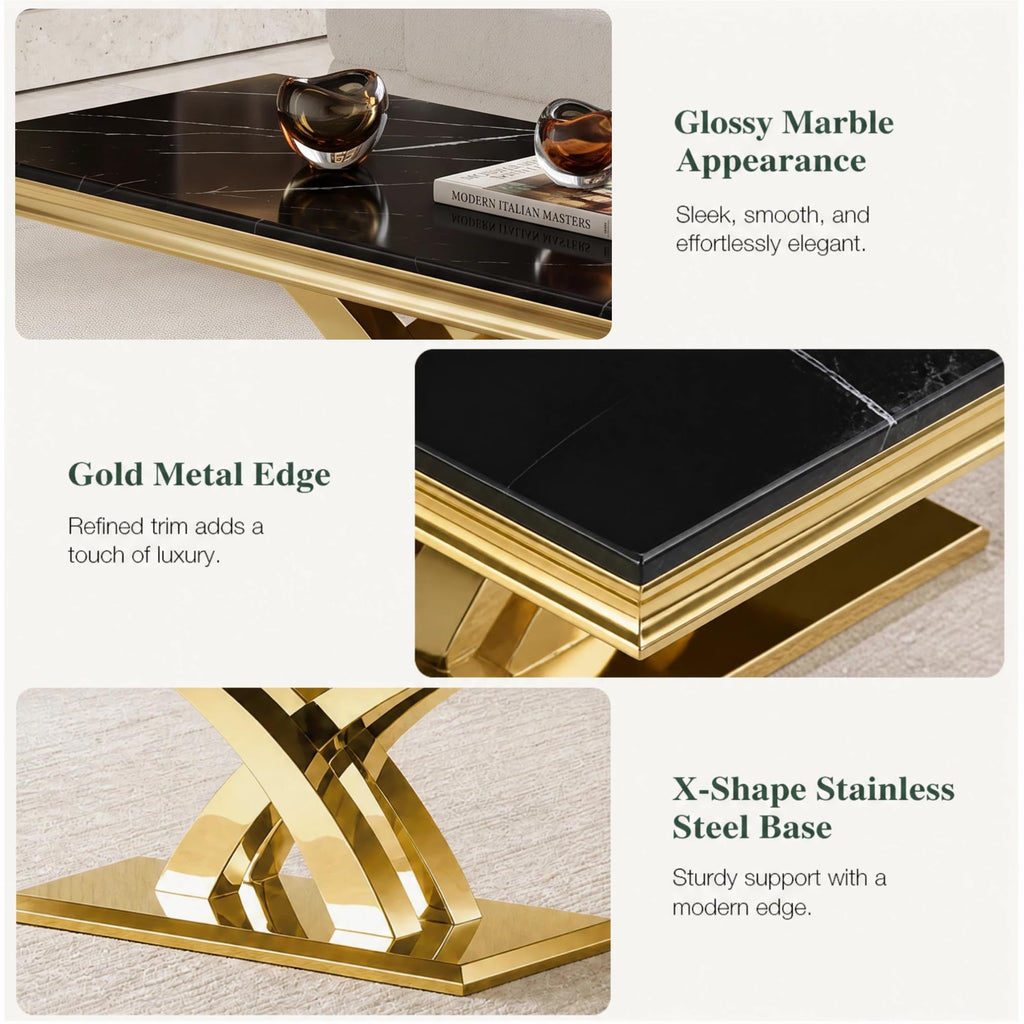 Black and Gold Coffee Table Set of 2 U846