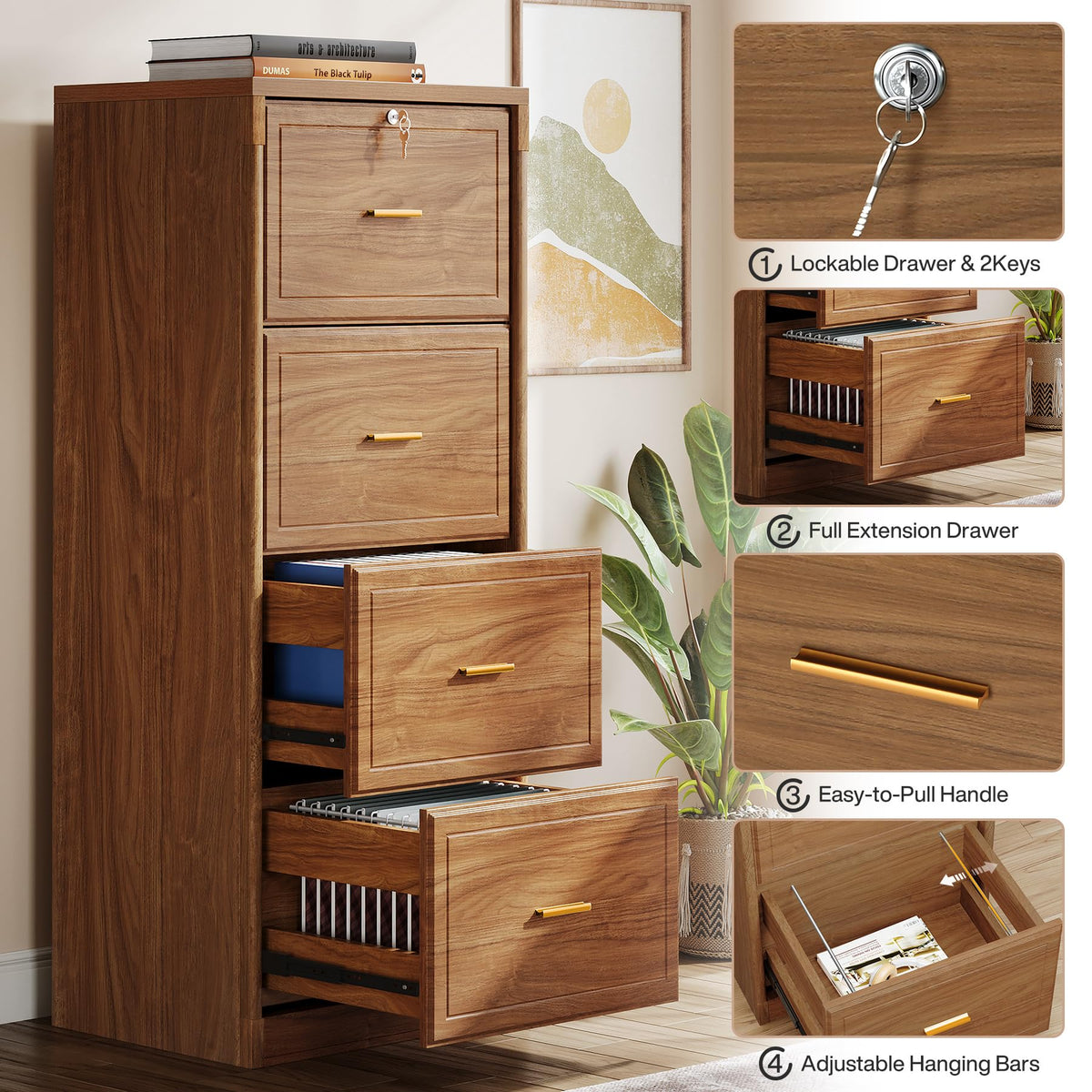 4 Drawer File Cabinet with Lock R248009