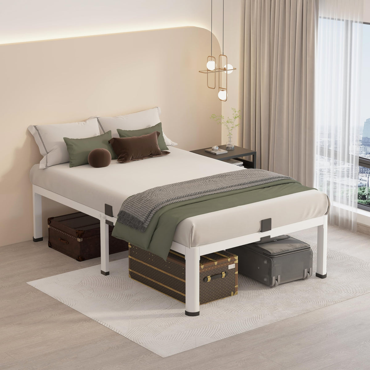 14 Inch Twin Metal Platform Bed Frame White G990