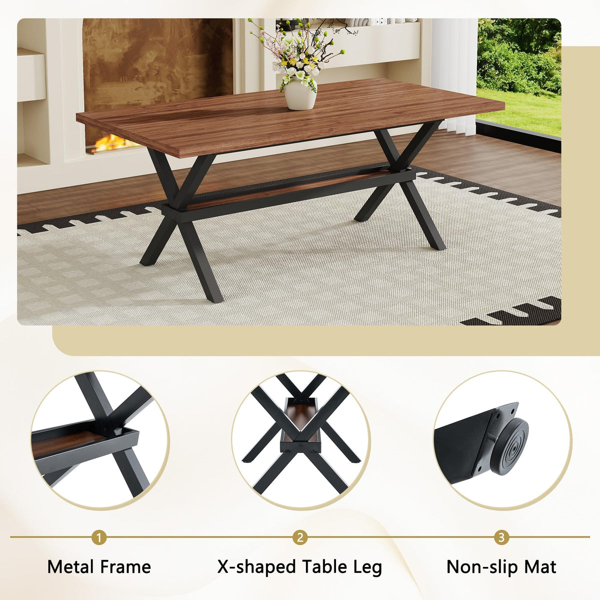 9 Piece Dining Table Set with Splicing Wood Top V2052