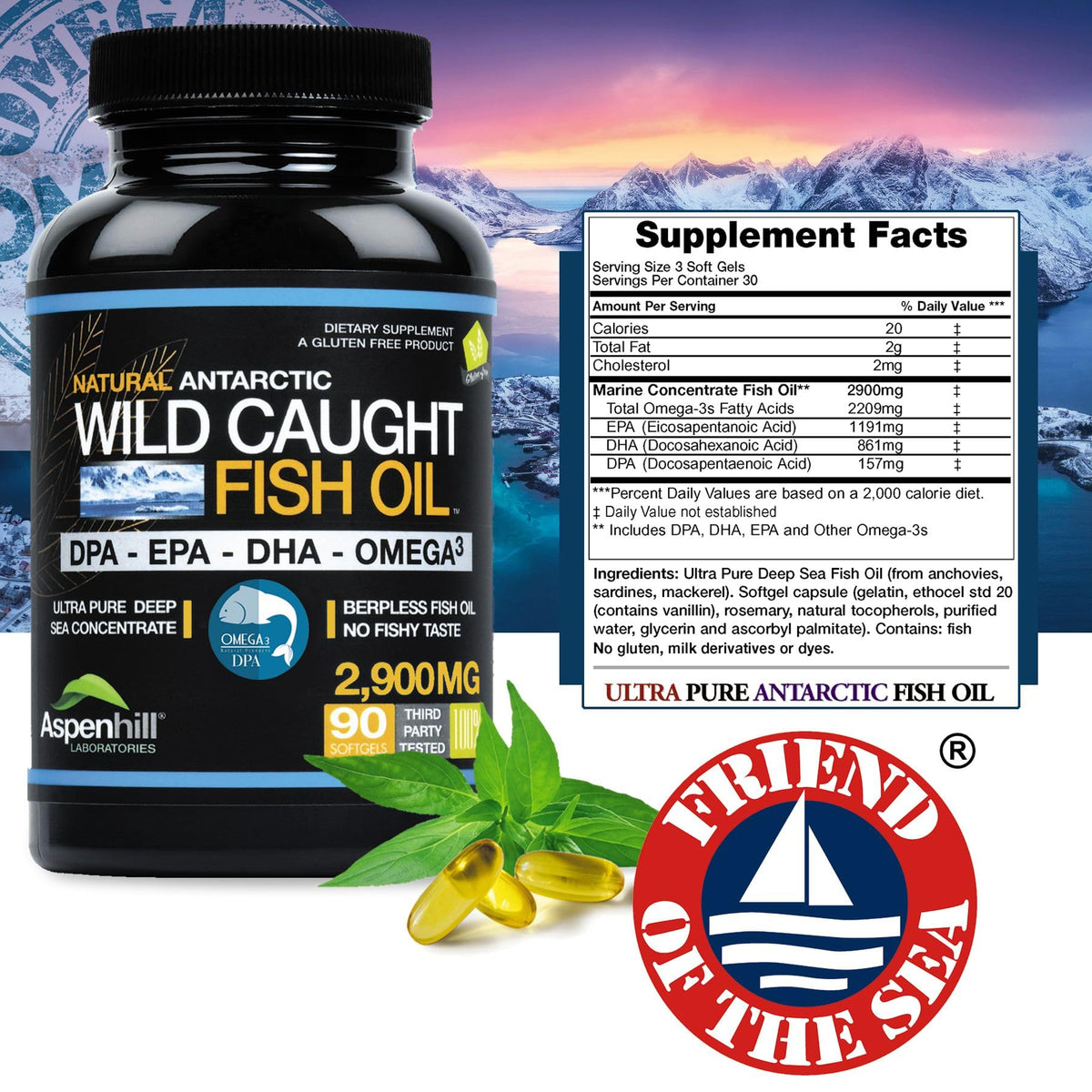 2900 mg Omega-3 Fish Oil 90 SoftGels G748