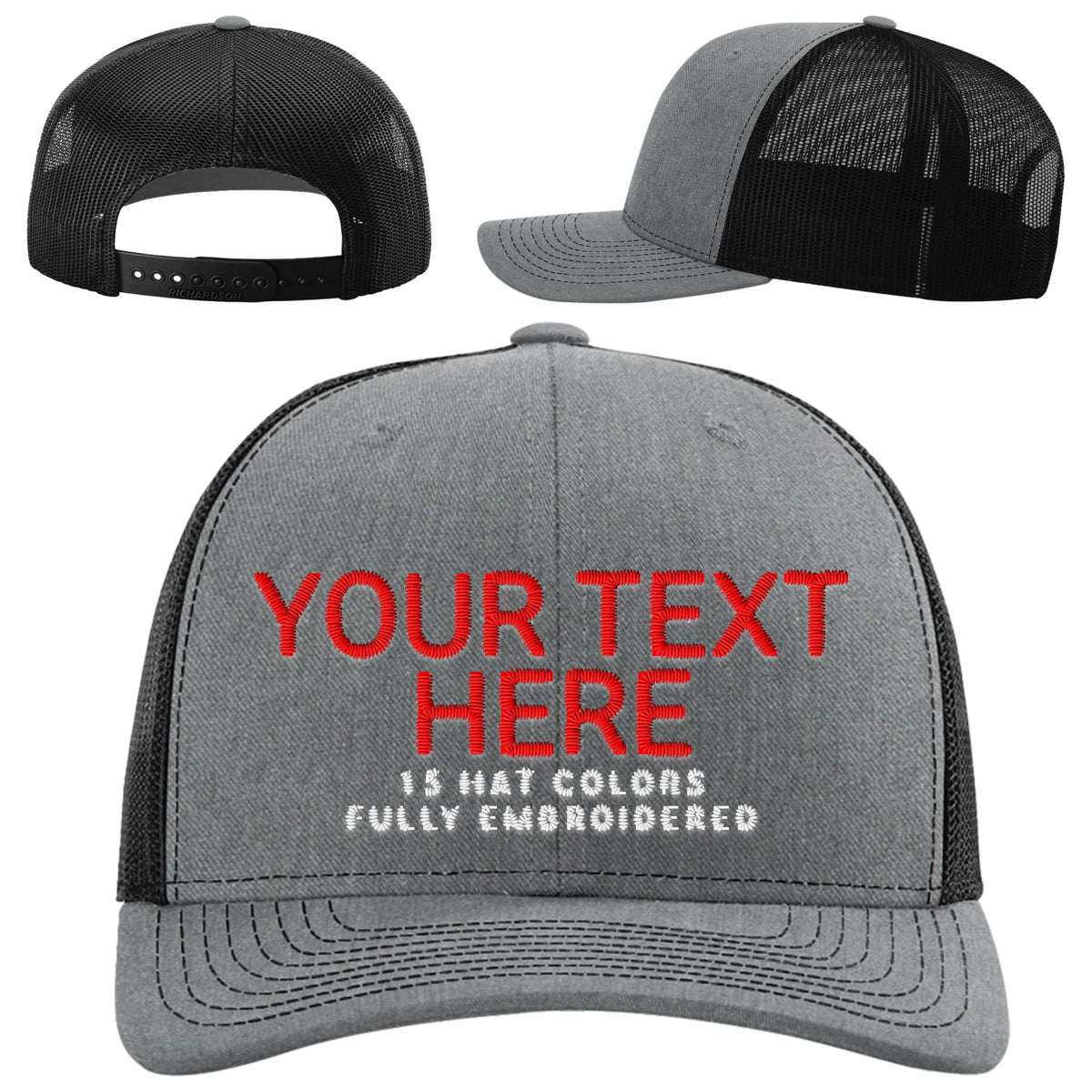 Custom Embroidered Adjustable Snapback Trucker Cap Black S2950