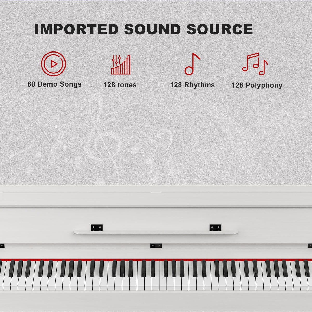 88 Weighted Key Digital Piano with Duet Piano Bench, Full Size Heavy Hammer Weighted Action Electric Piano Keyboard with USB MIDI, White L416210