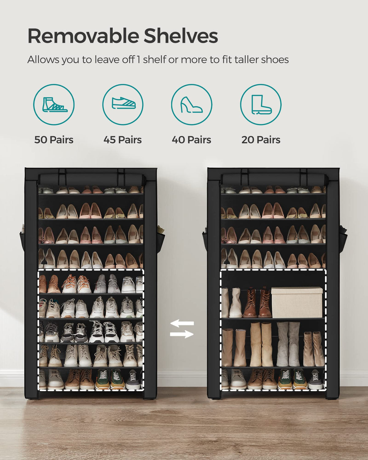 10-Tier Shoe Rack with Cover J391321