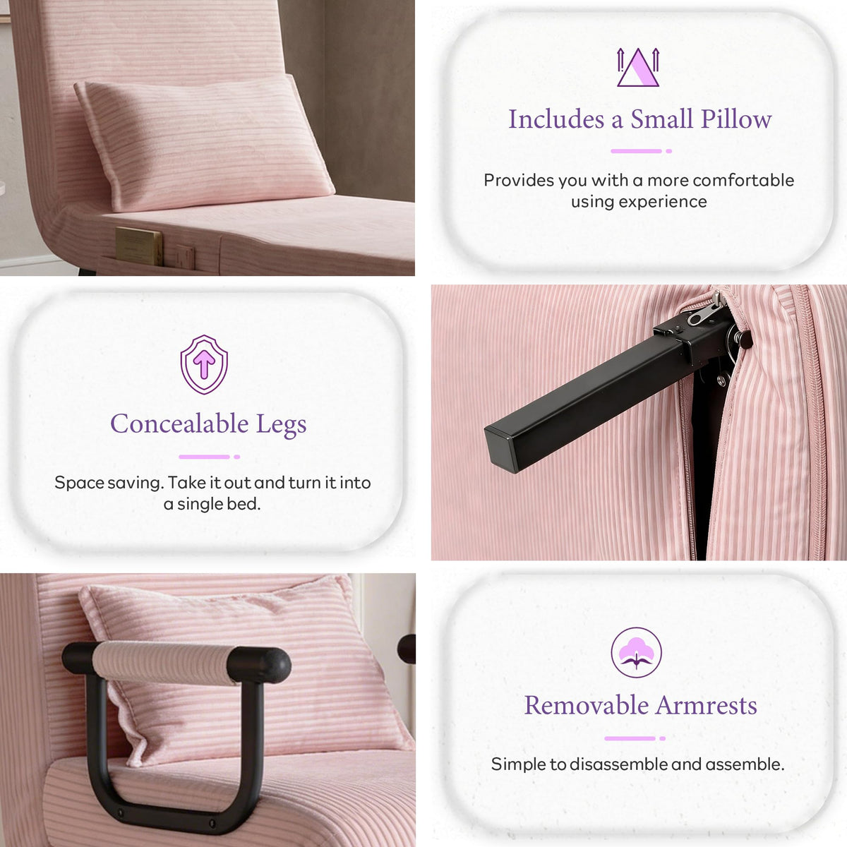 Pink Folding Sleeper Chair Bed H66929
