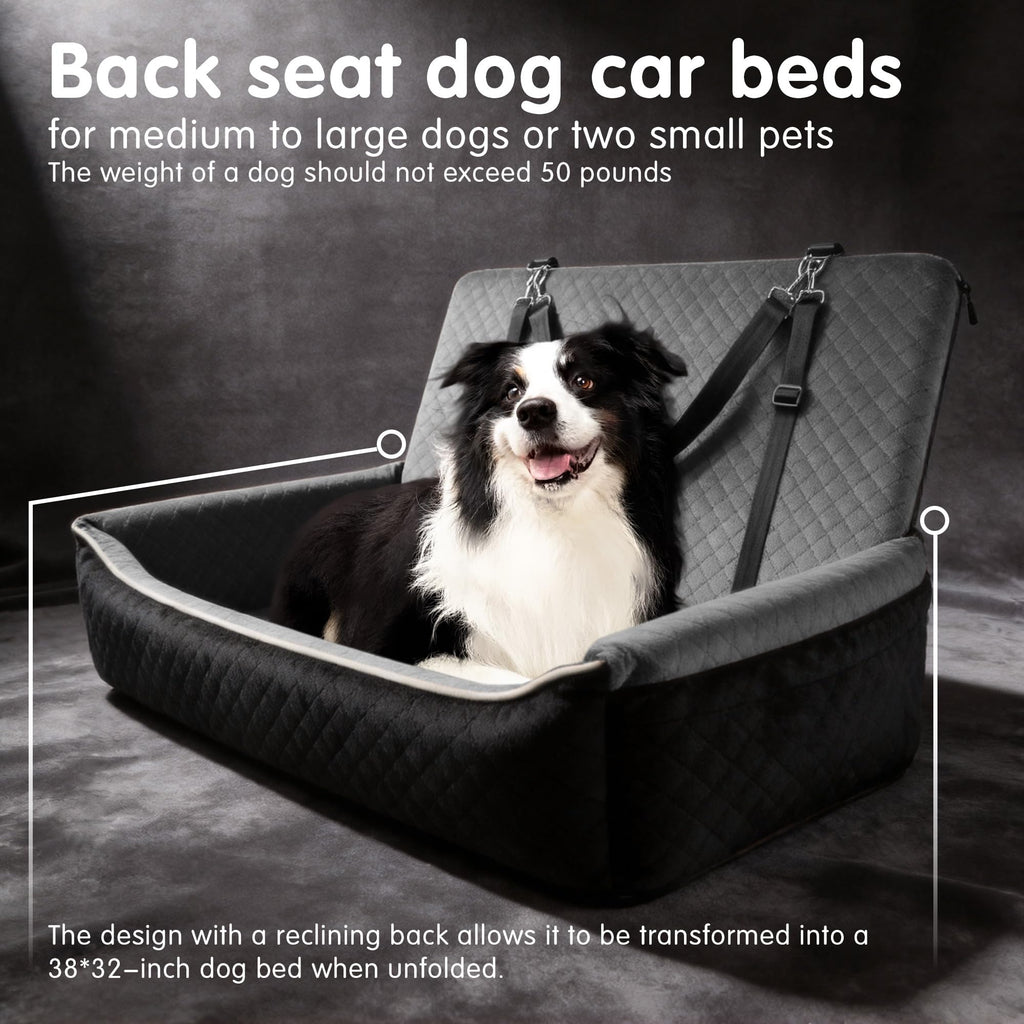 Large Dog Car Seat Portable Travel Dog Bed Velvet Memory Foam F2130