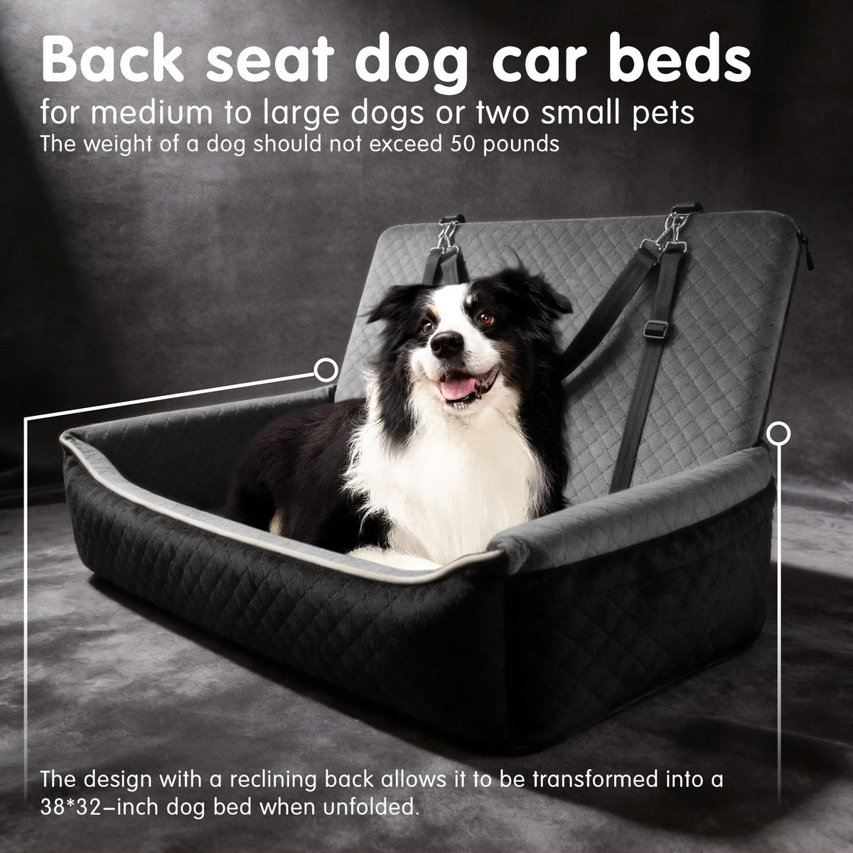 Large Dog Car Seat Portable Travel Dog Bed Velvet Memory Foam F2130