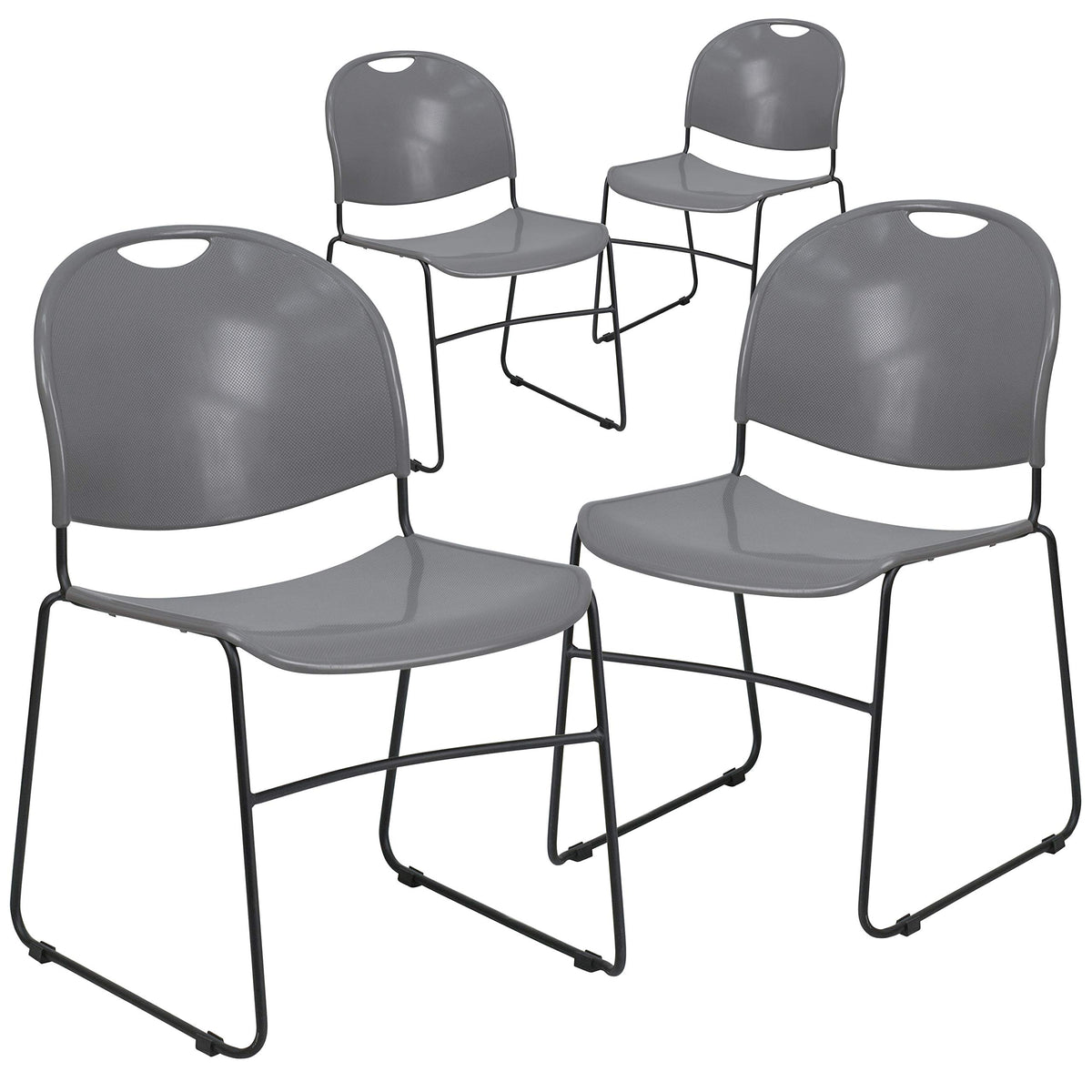 Gray 4 Pack Stack Chair with Black Frame W5731