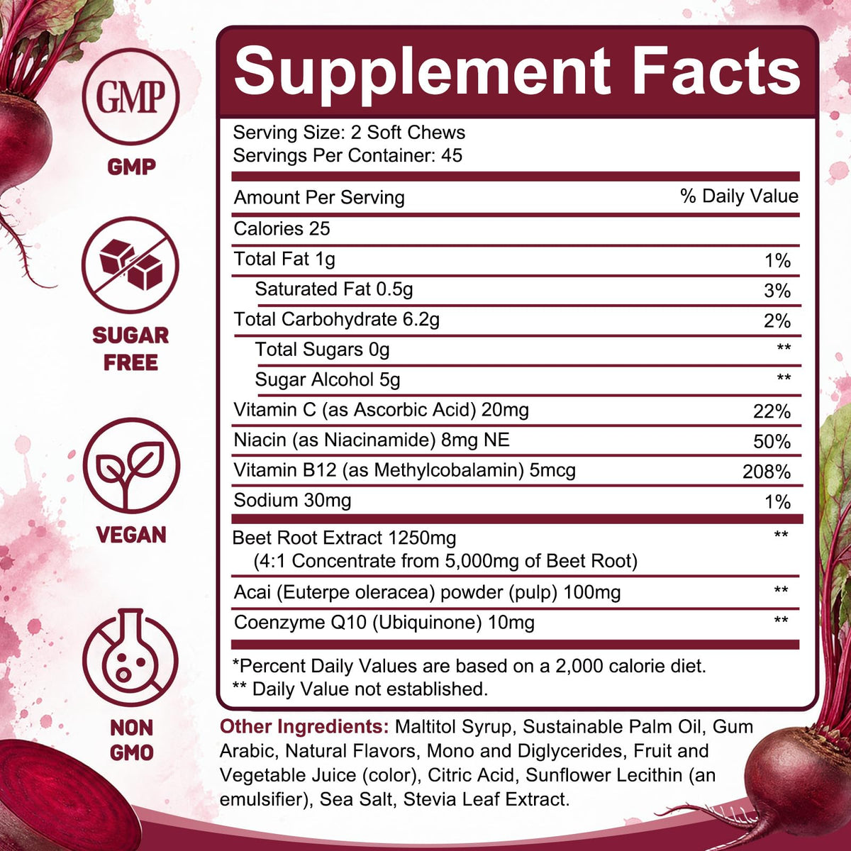 Beet Root Chews with CoQ10, Mixed Berry, 90 Ct S7794