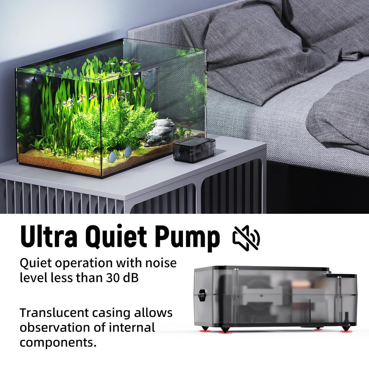 Aquarium Air Pump with Air Stone Bubbler Q81368