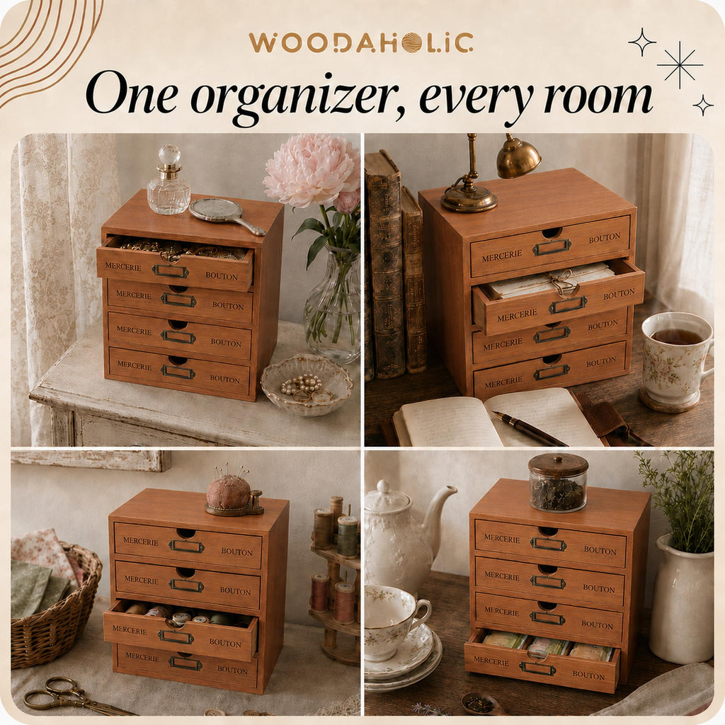 Modular Stackable 4 Drawer Wood Storage Box C716