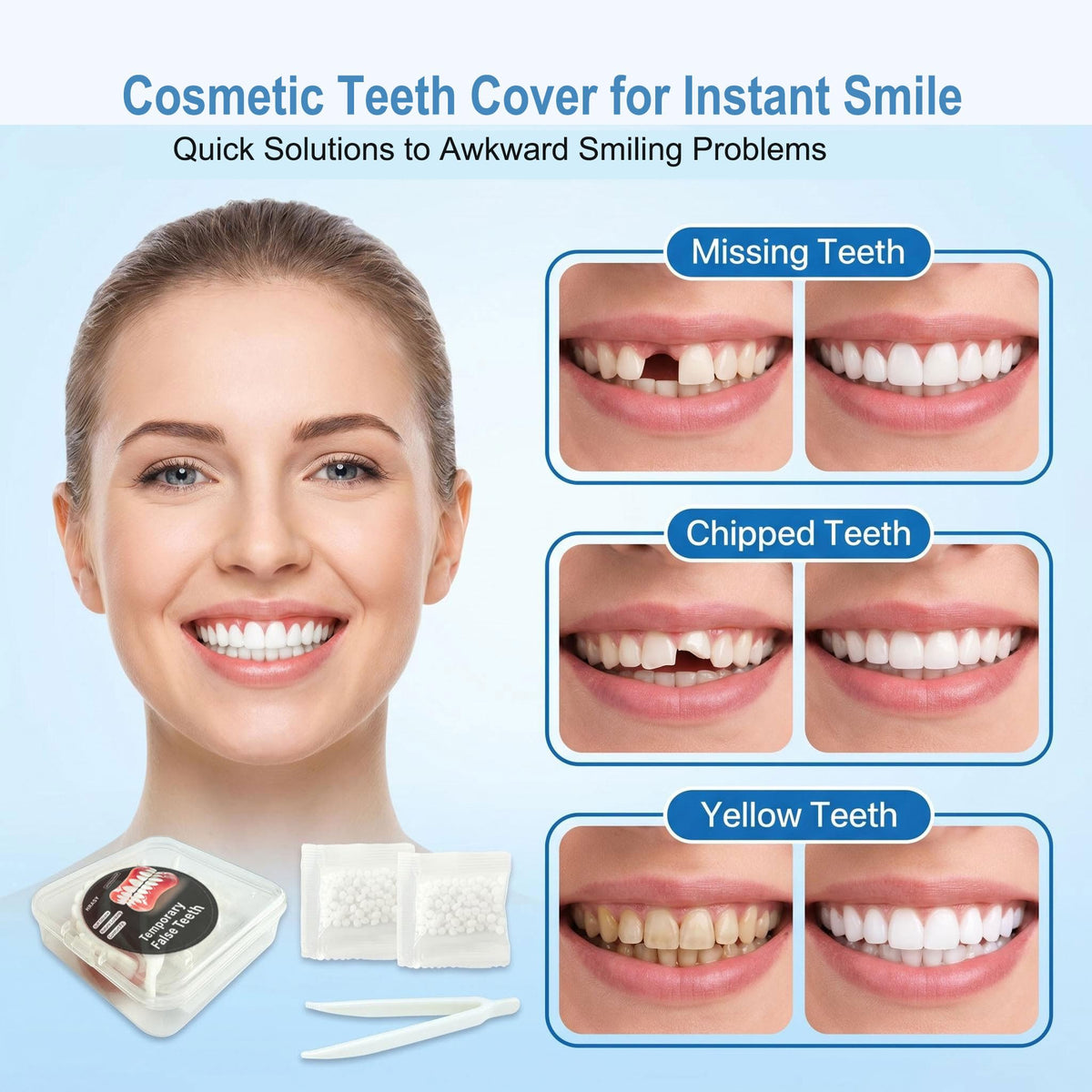 Moldable False Teeth Temporary Denture Set J911406