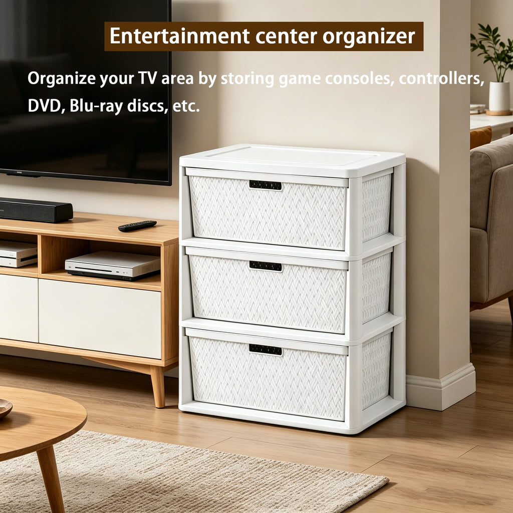 White 3 Drawer Plastic Storage Organizer U86321