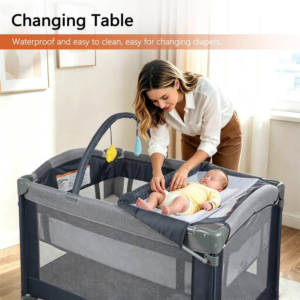 3-in-1 Pack and Play Playard with Bassinet & Changing Table F208
