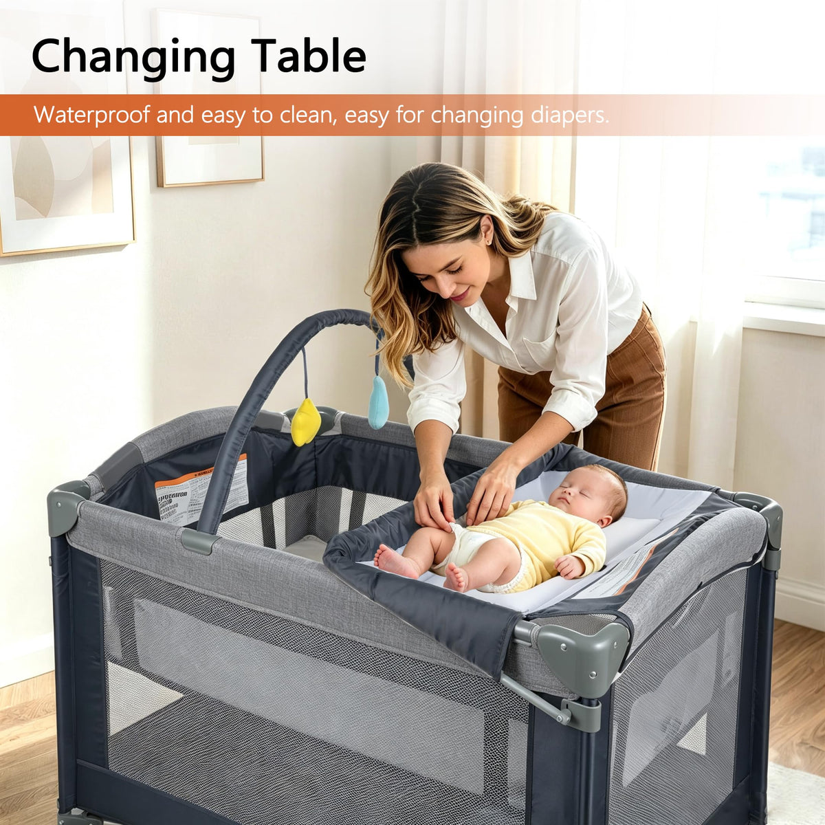 3-in-1 Pack and Play Playard with Bassinet & Changing Table F208
