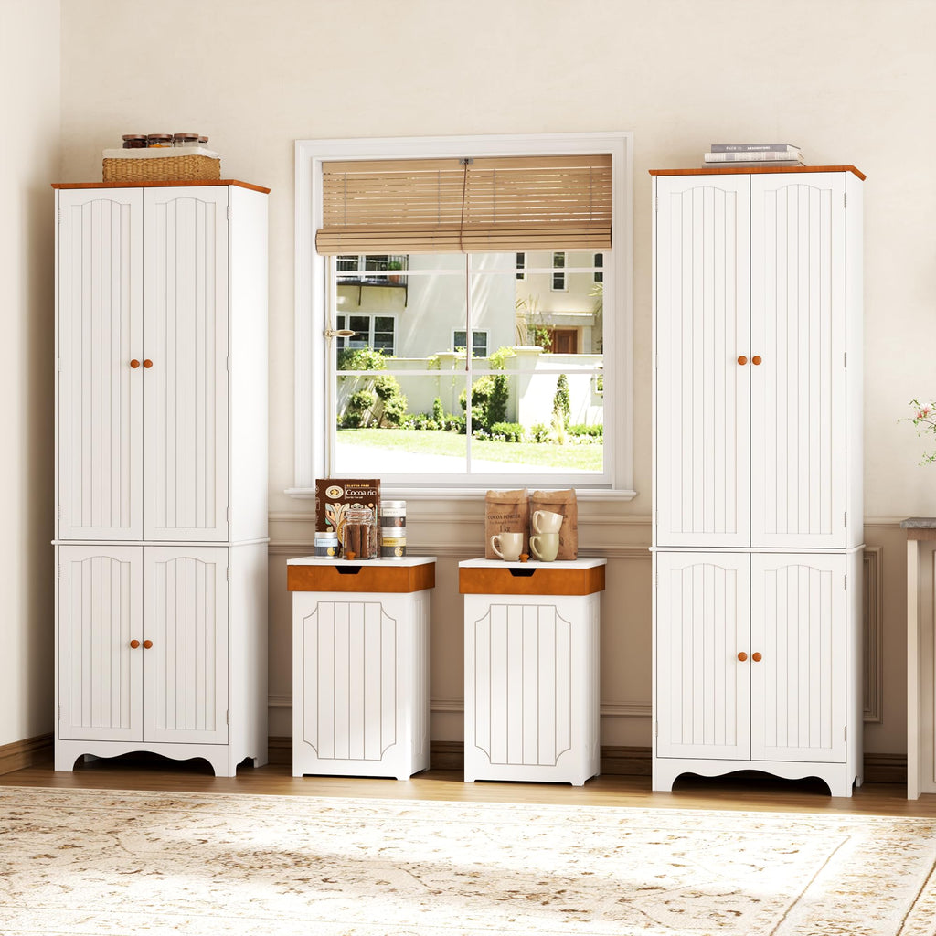 White 72" Kitchen Pantry Cabinet with Doors and Adjustable Shelves X728