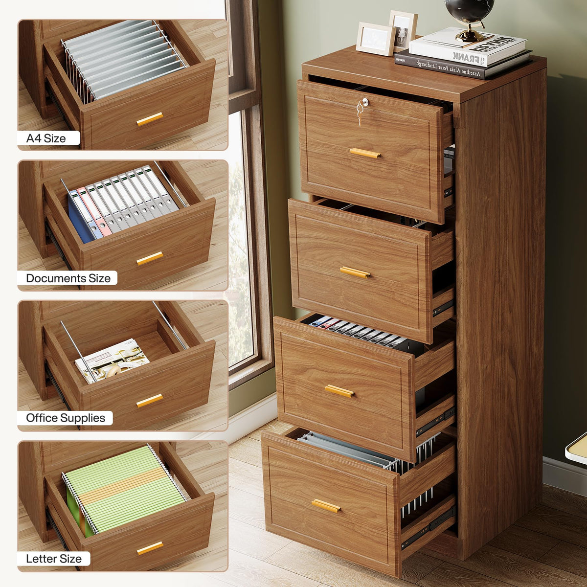 4 Drawer File Cabinet with Lock R248009