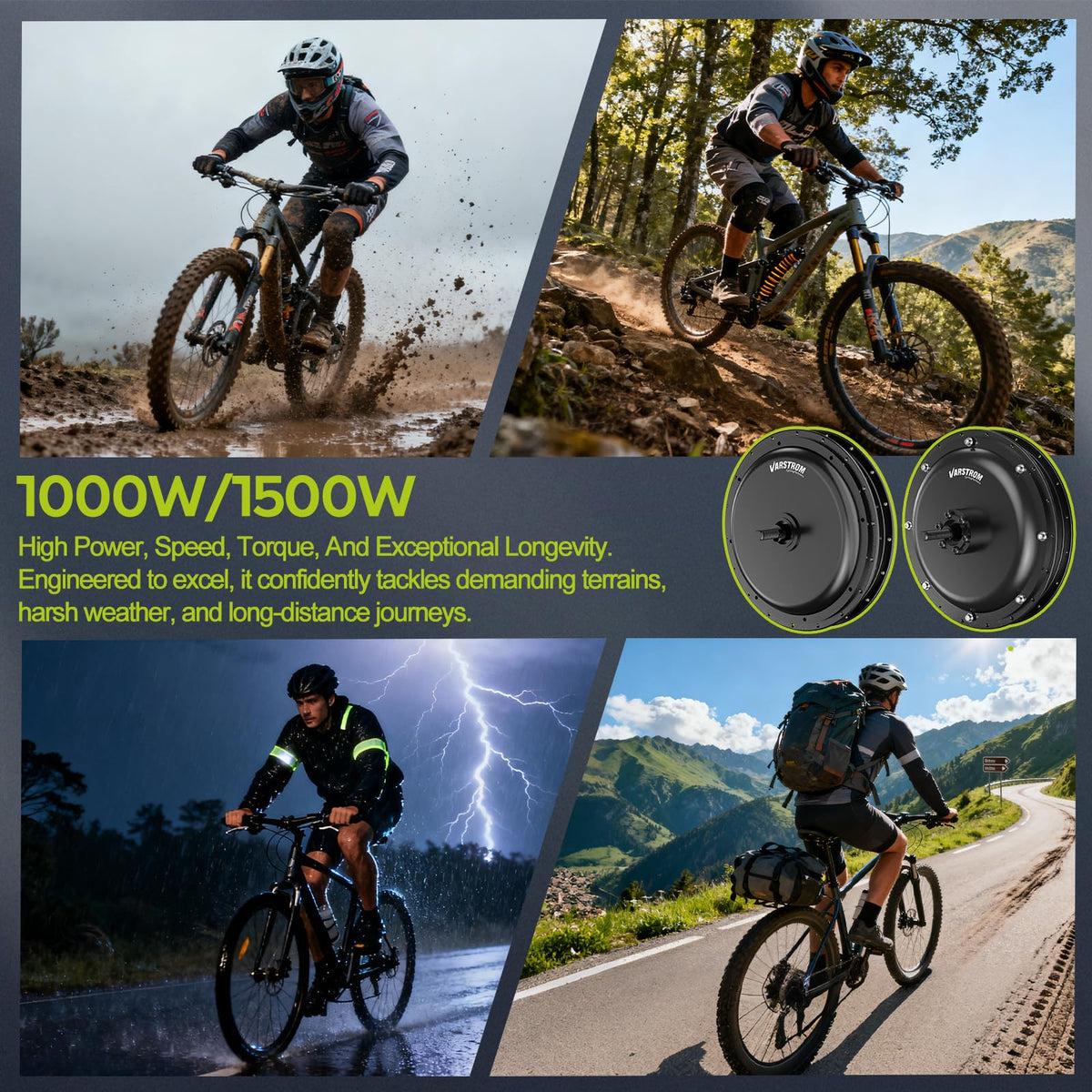 48V 1000W Electric Bike Conversion Kit Rear Wheel Hub Motor Q90563