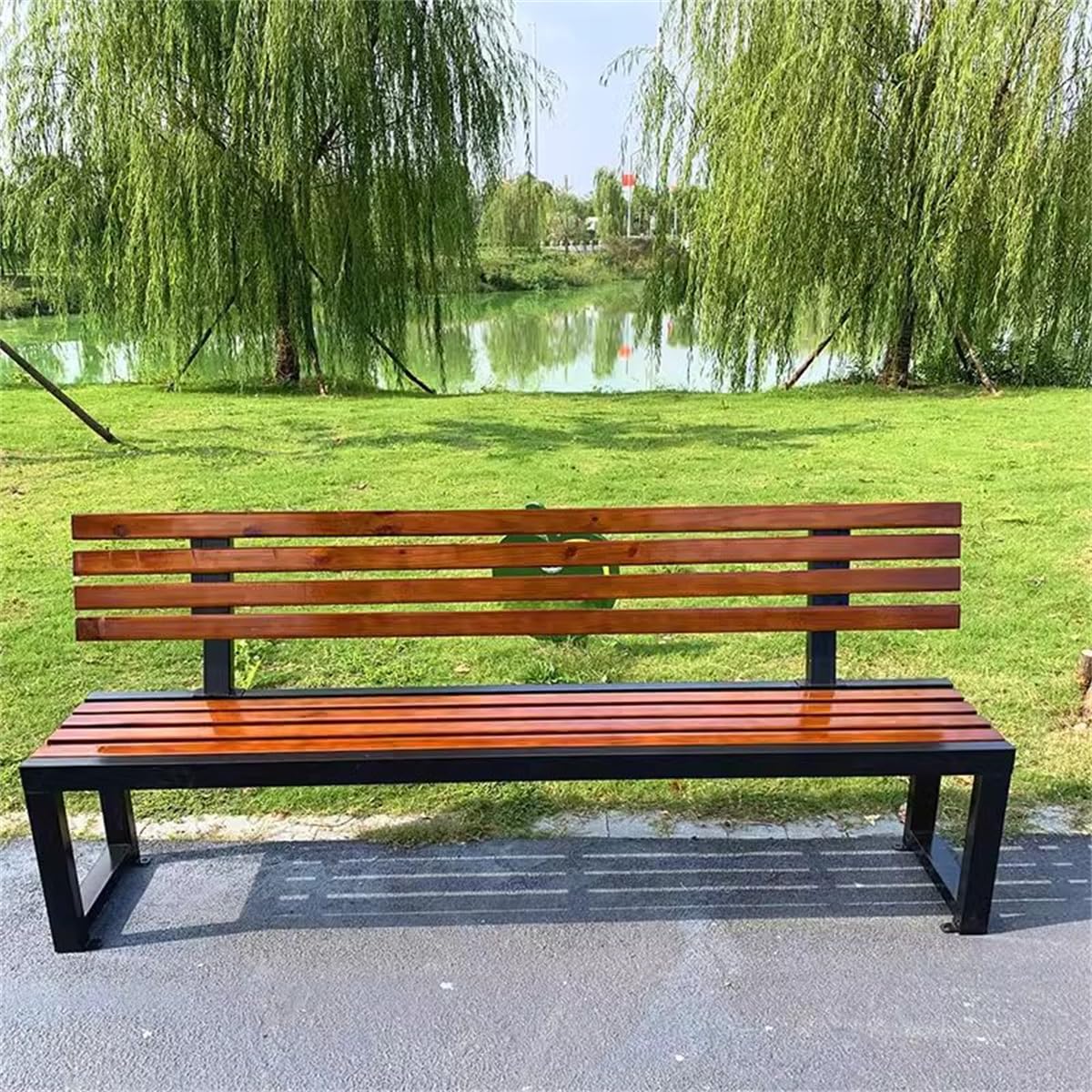 Midnight Black Engineered Wood Patio Bench B4754