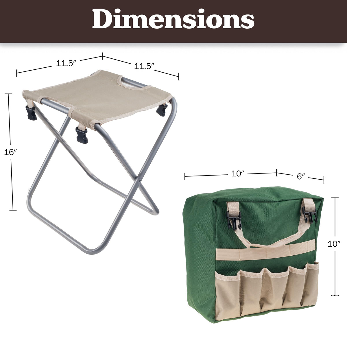 Folding Garden Stool with Tool Bag and 5 Garden Tools U30349