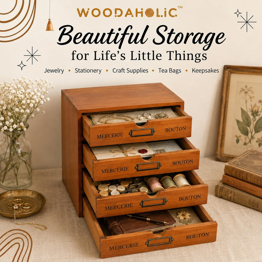 Modular Stackable 4 Drawer Wood Storage Box C716