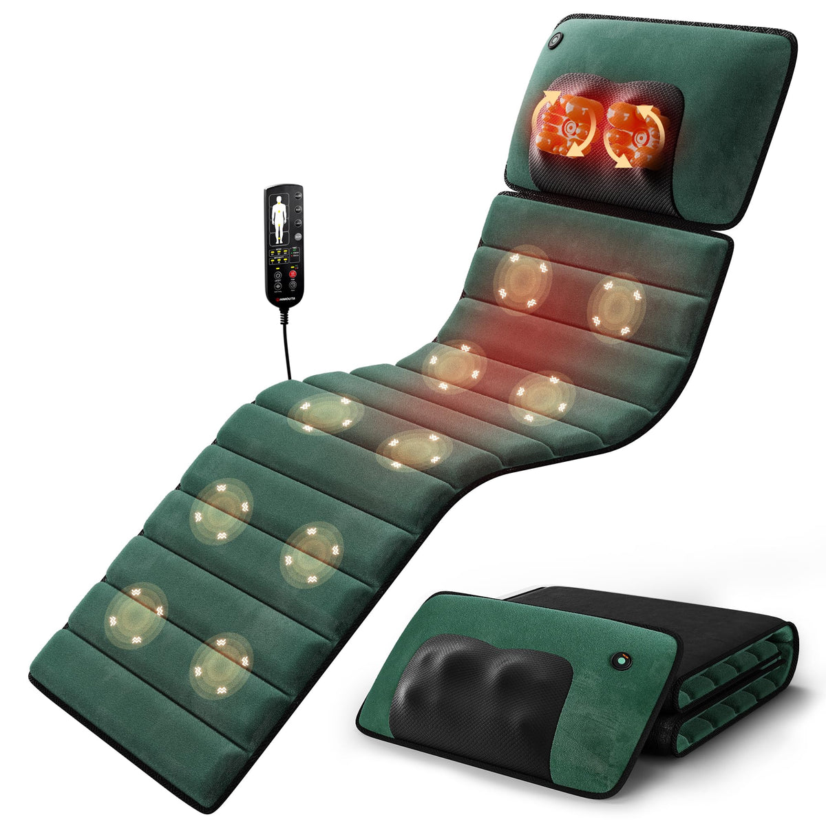 Full Body Massage Mat with Heat, 10 Motors, Detachable Massager Pad S569