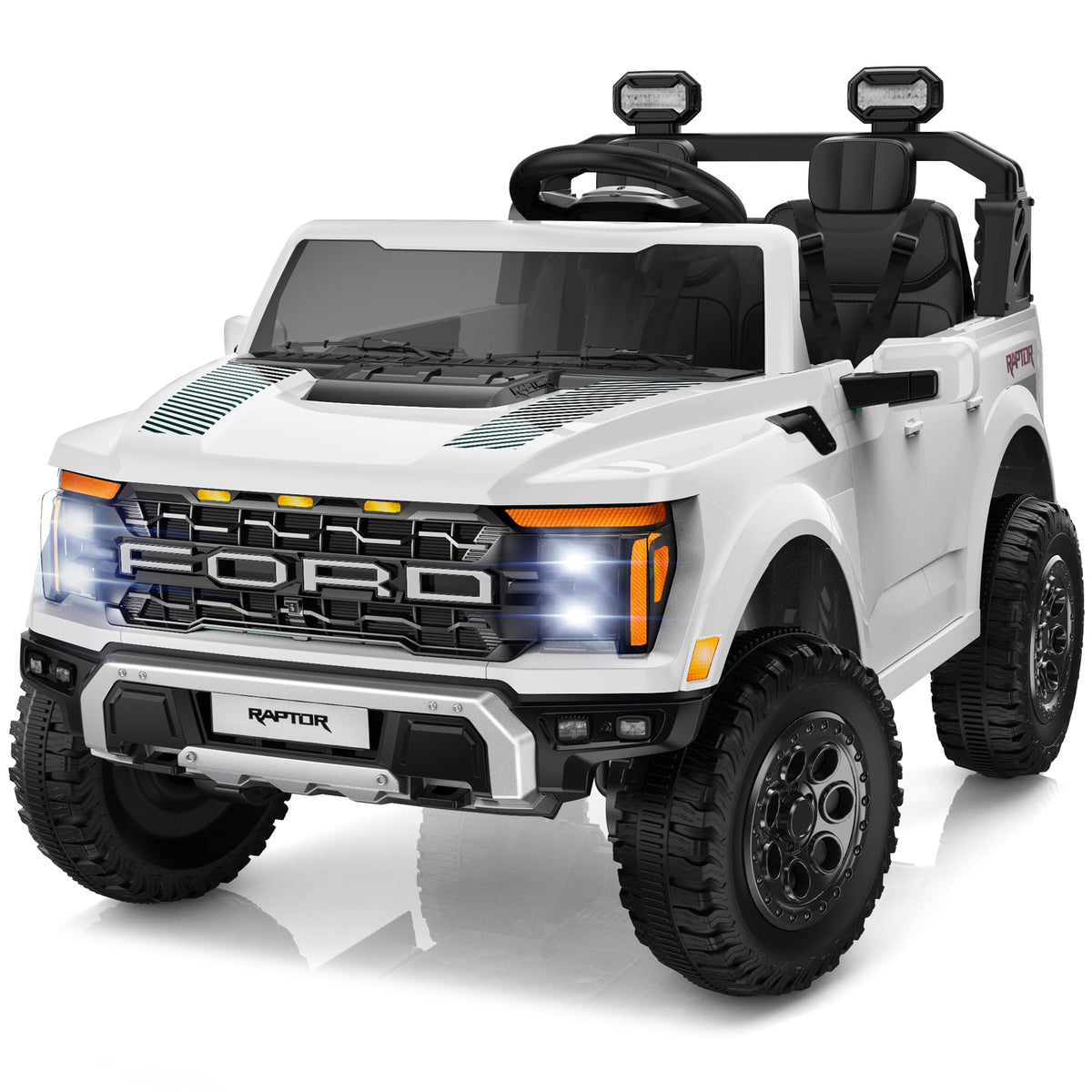 White 24V 2 Seater Kids Ride on Truck with Parent Remote Control D70646