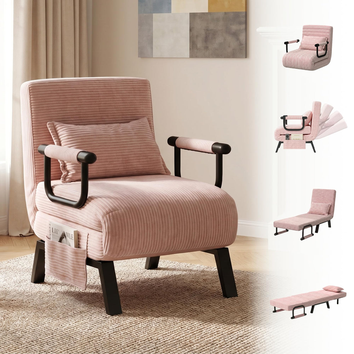 Pink Folding Sleeper Chair Bed H66929