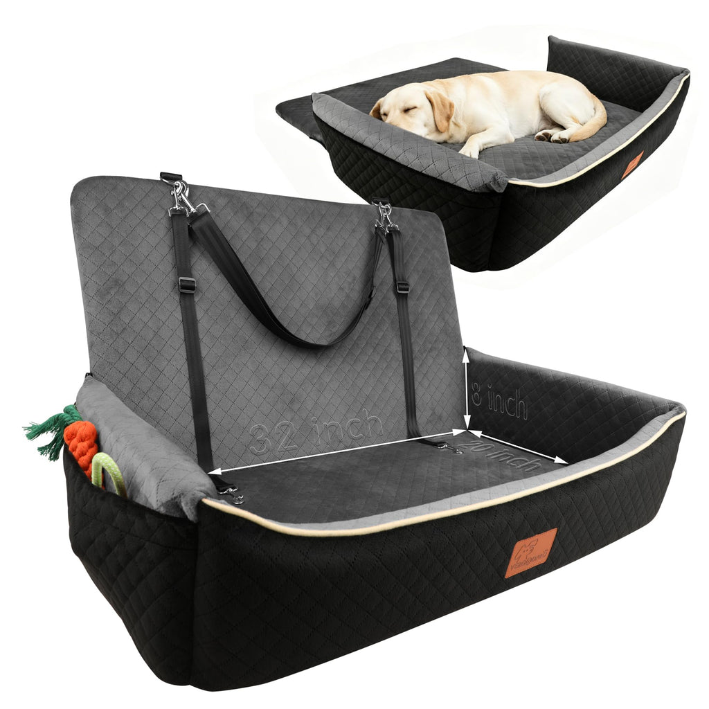 Large Dog Car Seat Portable Travel Dog Bed Velvet Memory Foam F2130