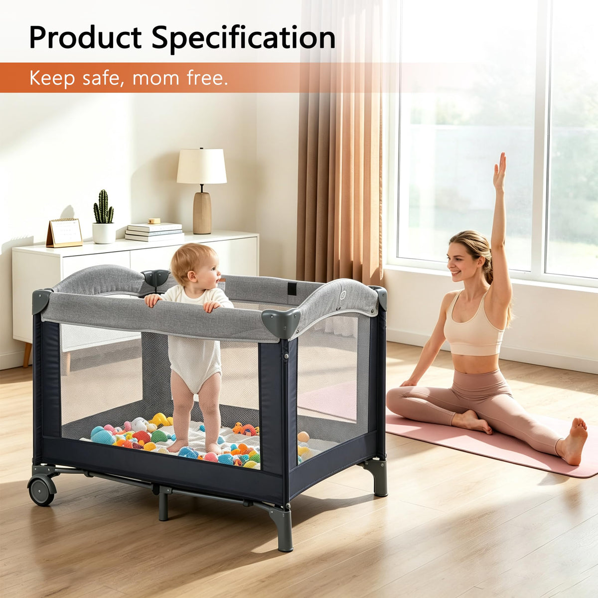 3-in-1 Pack and Play Playard with Bassinet & Changing Table F208