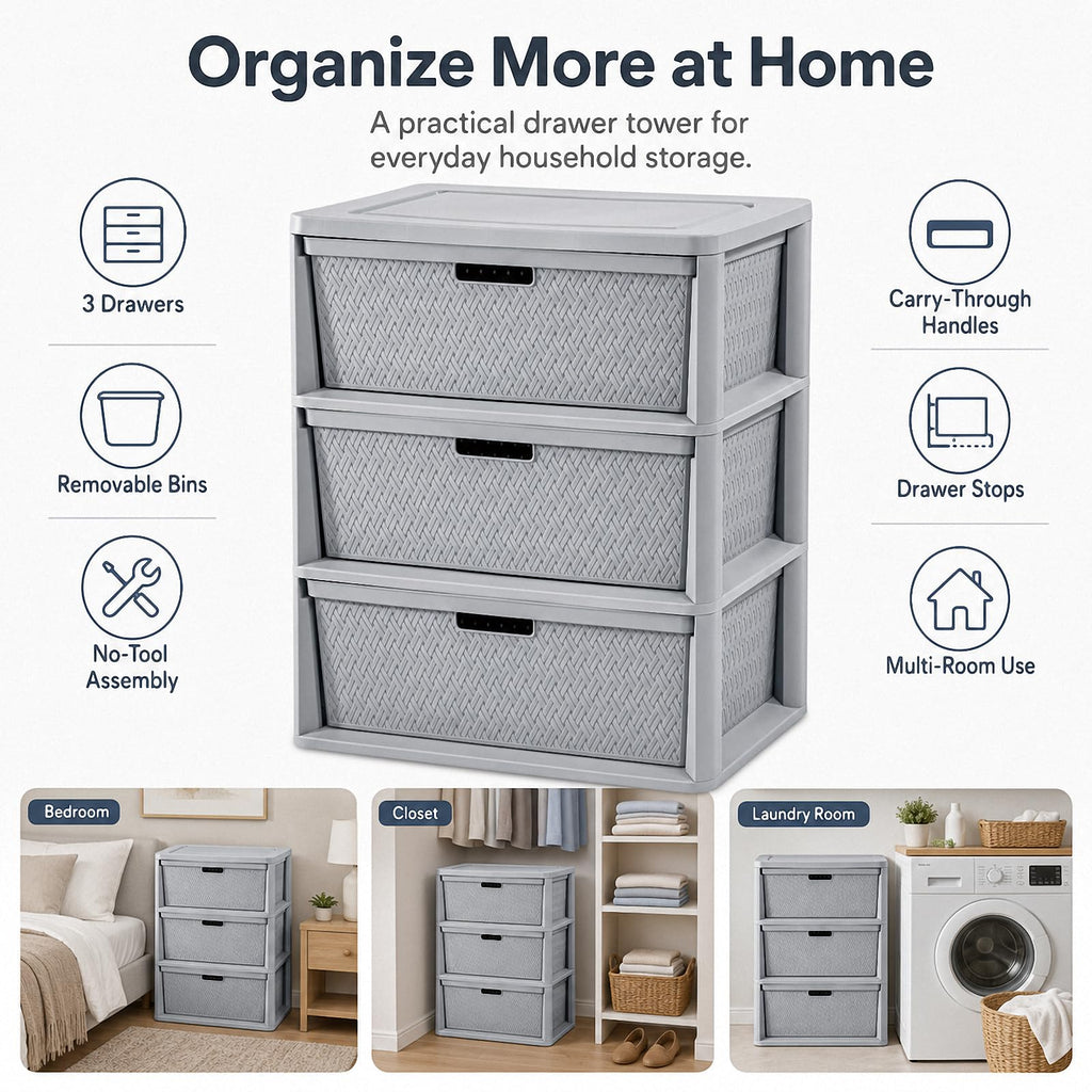 3 Drawer Plastic Storage Organizer O61777