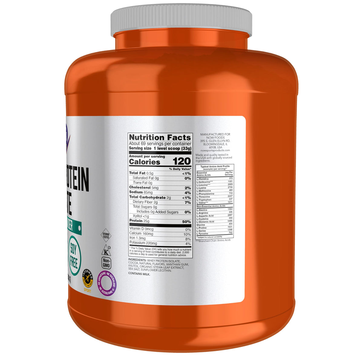 Whey Protein Isolate 25 g With BCAAs Chocolate 5 lbs H81425