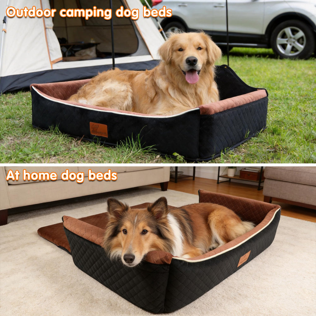 Large Dog Car Seat Portable Travel Dog Bed Velvet Memory Foam F2130