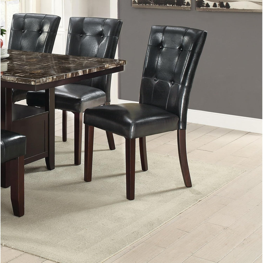 Black Faux Leather Parson Chairs Set of 2 P9065