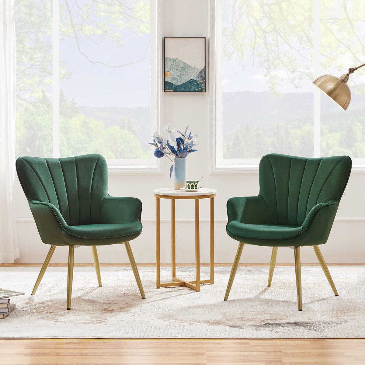 Green Upholstered Accent Chairs Set of 2 T89836