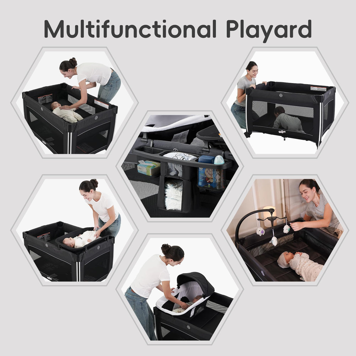 4 in 1 Baby Playards with Bassinet S551203