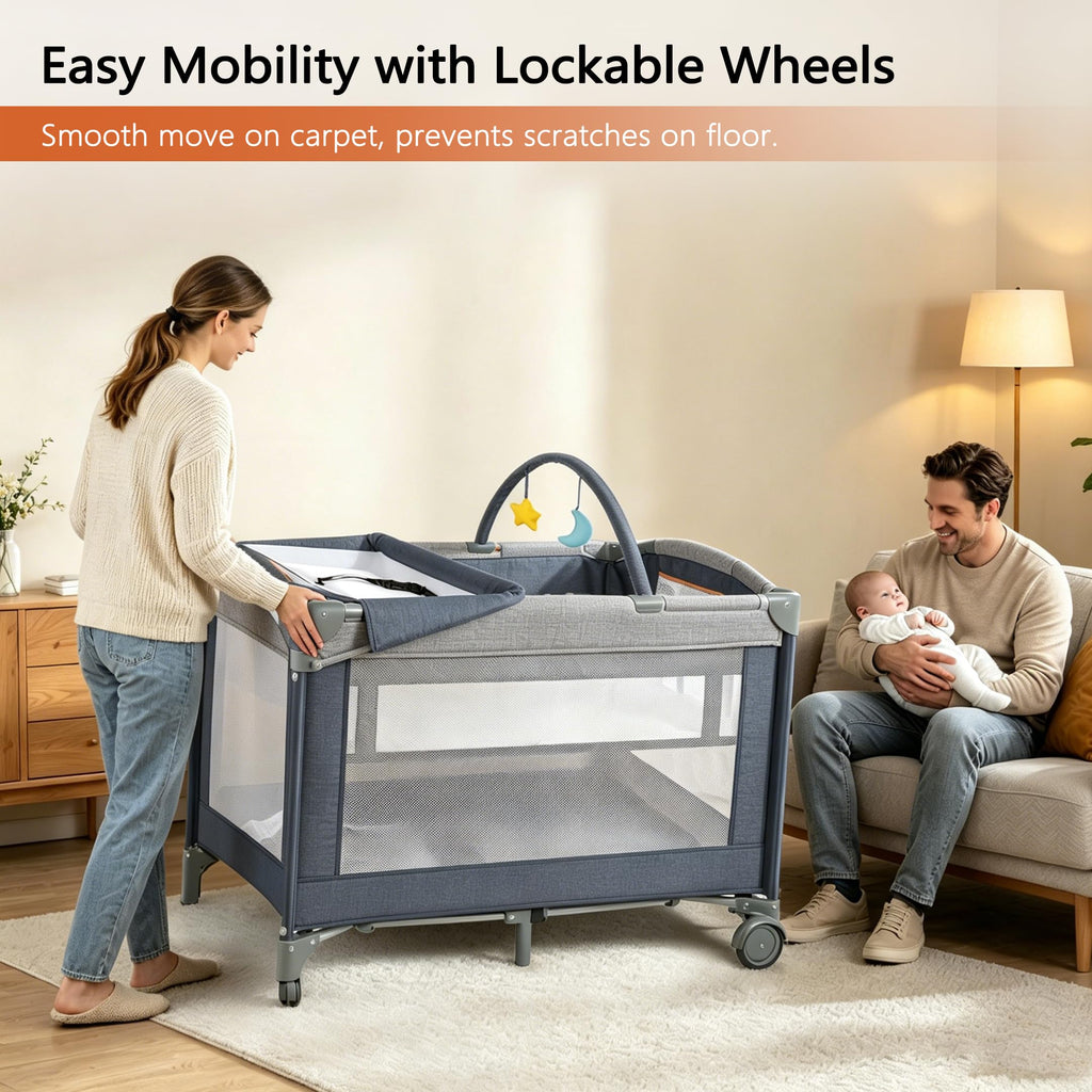 3-in-1 Pack and Play Playard with Bassinet & Changing Table F208