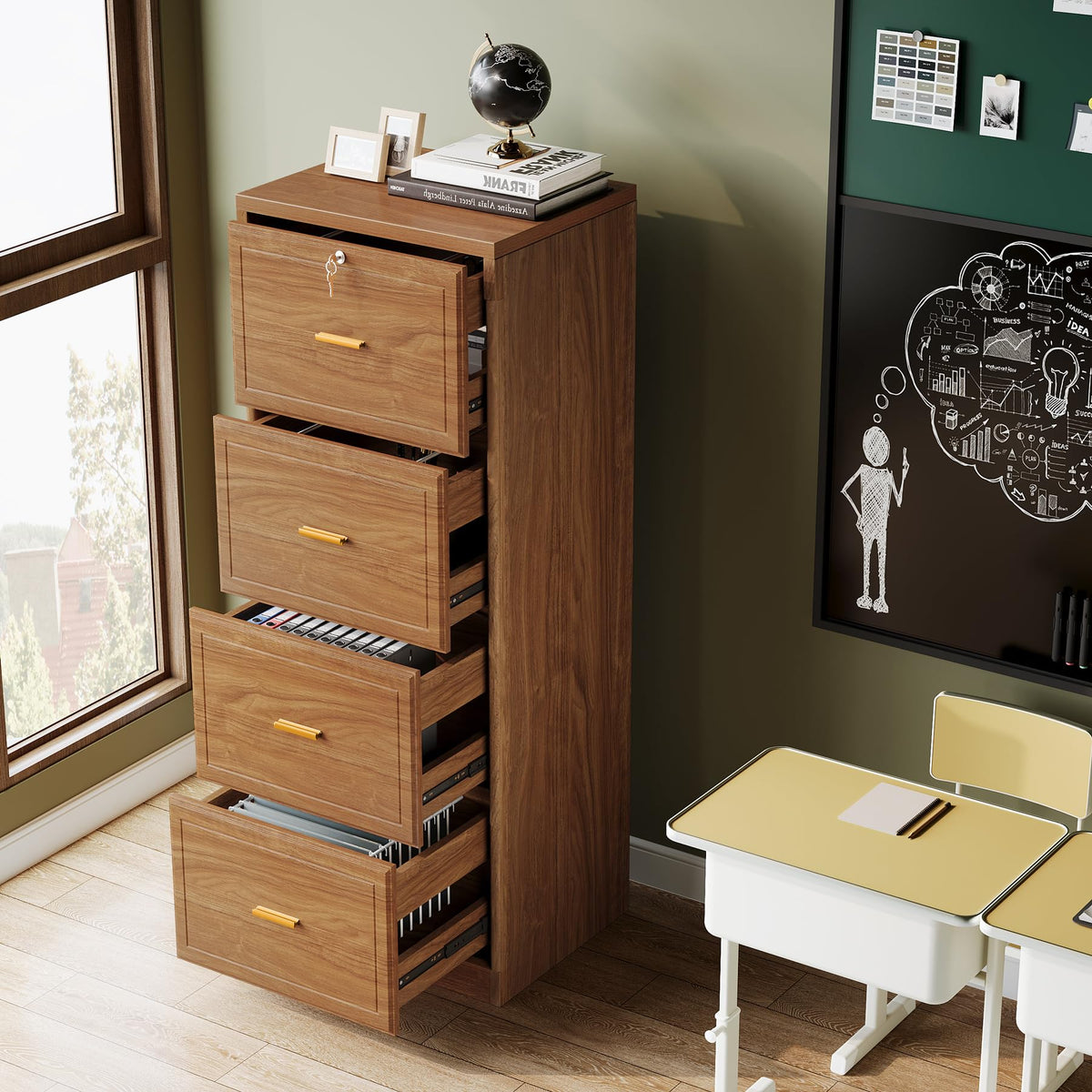 4 Drawer File Cabinet with Lock R248009